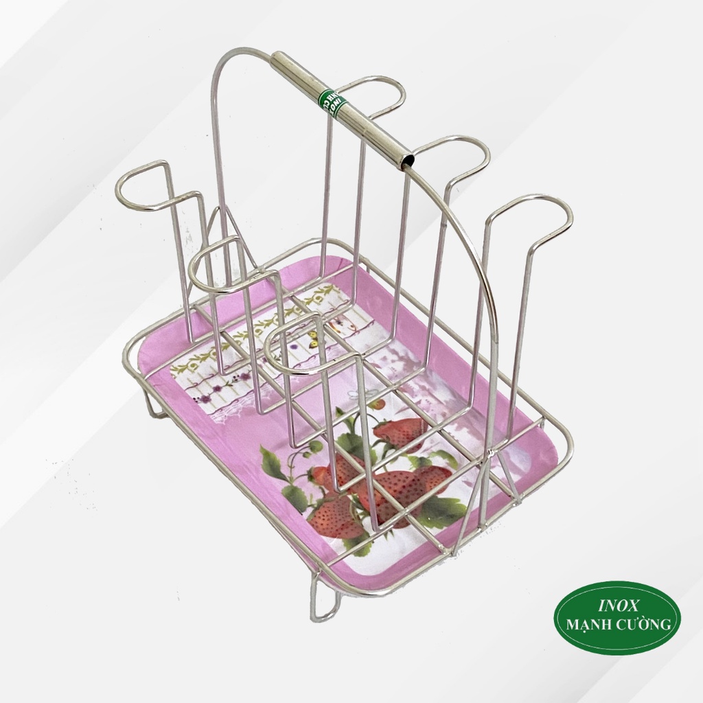 Khay úp cốc inox - Khay úp cốc, ly 6 inox đĩa nhựa