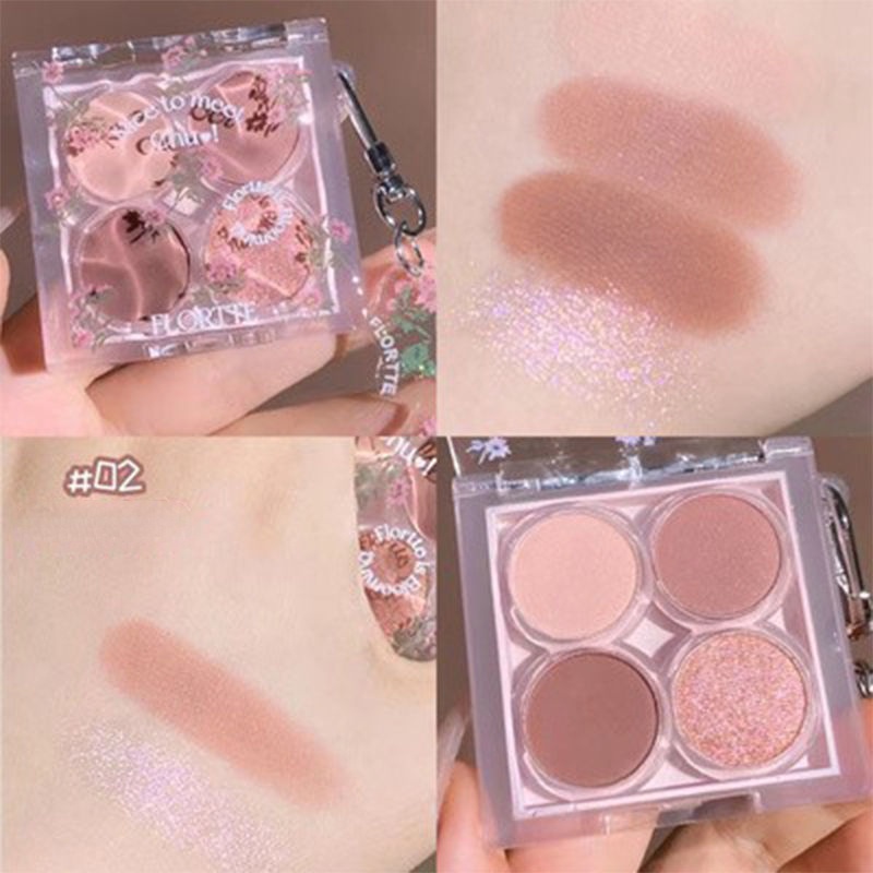FLORTTE Bảng Phấn Mắt Trang Điểm Bốn Màu Sắc Cho Nữ Kiss Bobo
