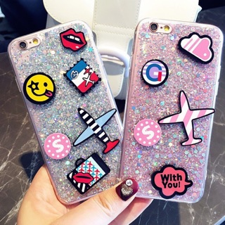 Iphone 6 6plus 7 7plus 8 8plus ốp lưng iphone đính nhũ gắn các icon dễ thương