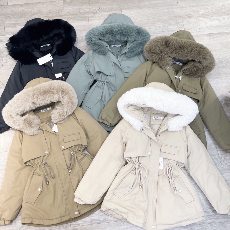 parka kaki ướt tay bo chun rút eo mẫu mới 2023