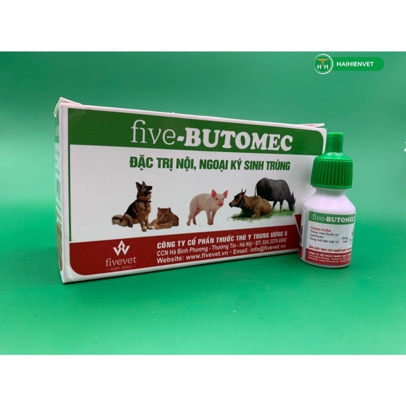 10ml five BUTOMEC - ve, rận, ghẻ, bọ chét trên chó mèo, nhỏ ngoài da