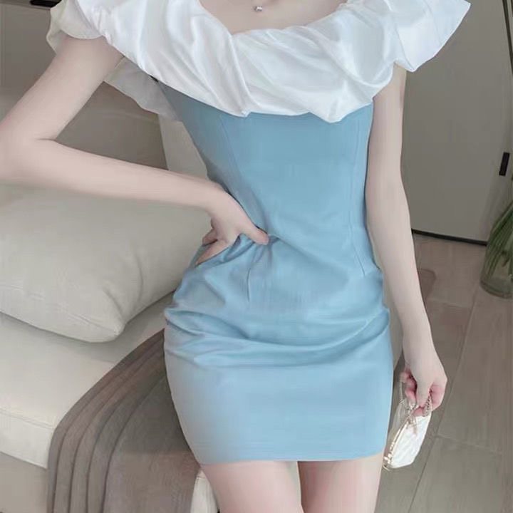 2021 Summer Korean Sexy Off Shoulder Dress Women's Sleeveless Skirt