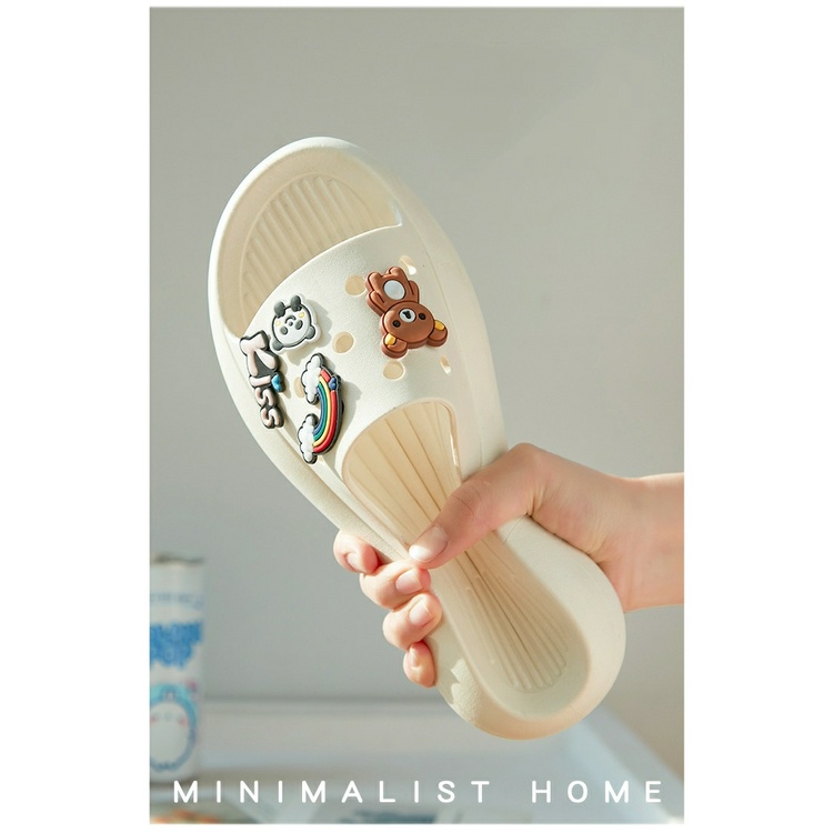 Dép nữ quai ngang đính gấu KiSS Cute chất liệu cao su xốp siêu êm DP17