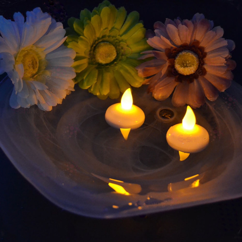 Nến điện tealight nổi nước trang trí cùng cốc nến, cốc thủy tinh 12 viên