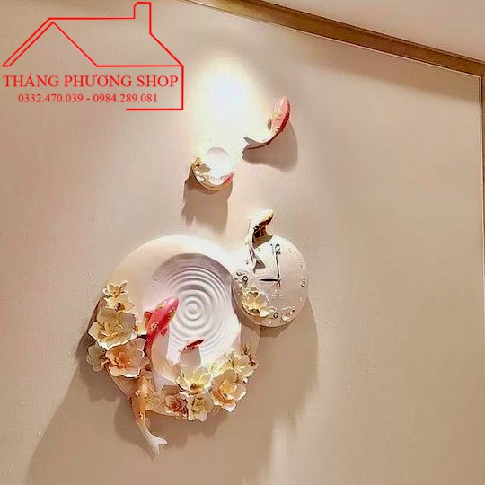 Đồng Hồ Treo Tường Lý Ngư Vọng Nguyệt TP-038Y (Tặng Máy Đồng Hồ Thay Thế)