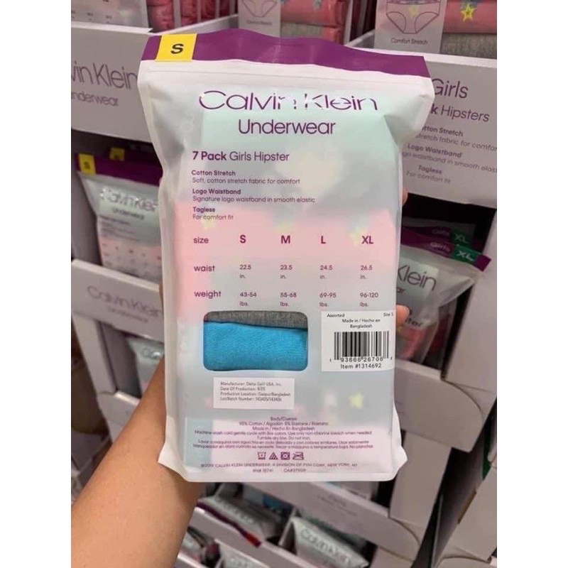 SET 7 QUẦN LÓT CALVIN KLEIN CHÍNH HÃNG DÀNH CHO BÉ GÁI