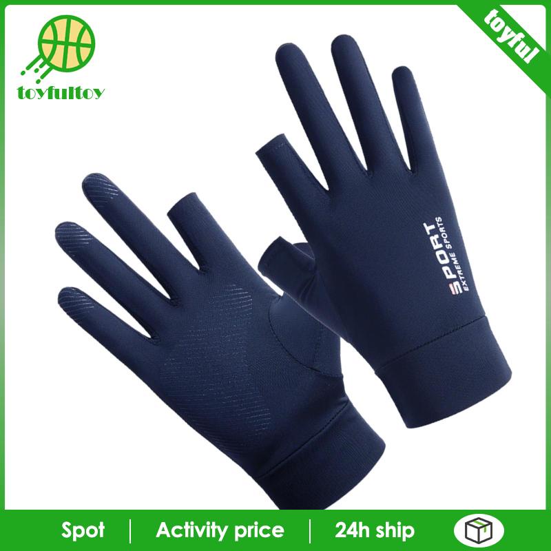 Găng Tay Chống Nắng Chống Trượt Bằng Lụa Lạnh Thời Trang Mùa Hè Cho Nam