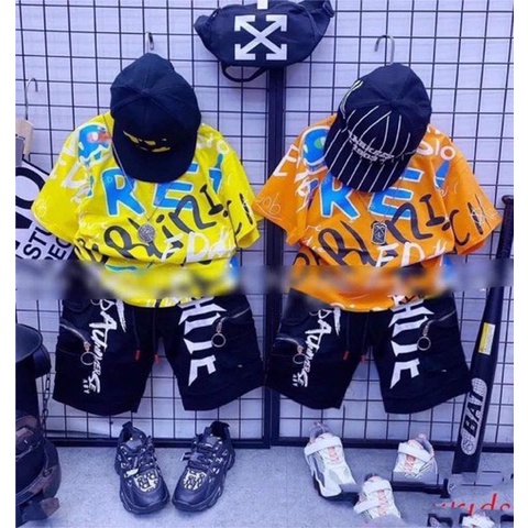 Set bộ hiphop bé trai, Áo thun Cotton, Quần hiphop size đại- Mẫu mới 2022