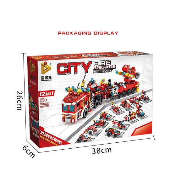 Đồ Chơi Lắp Ráp Kiểu LEGO Biệt Đội Cứu Hoả 12in1 PANLOS Model 633009 - 557 Mảnh Ghép