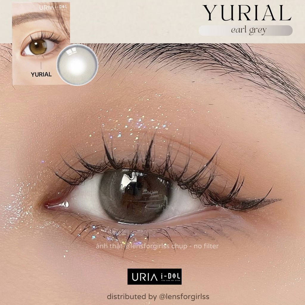 Kính áp tròng cao cấp hiệu ứng phủ bóng hot trend Yurial Earl Gray chính hãng IDOL LENS | HSD 8-12 tháng | Lens cận