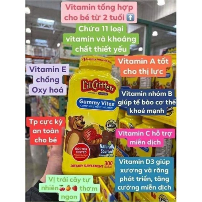 [5/2023] Kẹo gấu dẻo vitamin tăng sức đề kháng cho trẻ L'il Critters của Mỹ