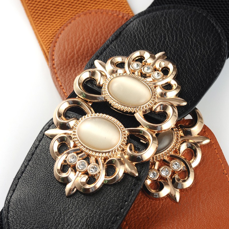 Đai Váy Da Thun Mặt Hoa Nhiều Màu Phối Đầm, Vest Cá Tính Bản To