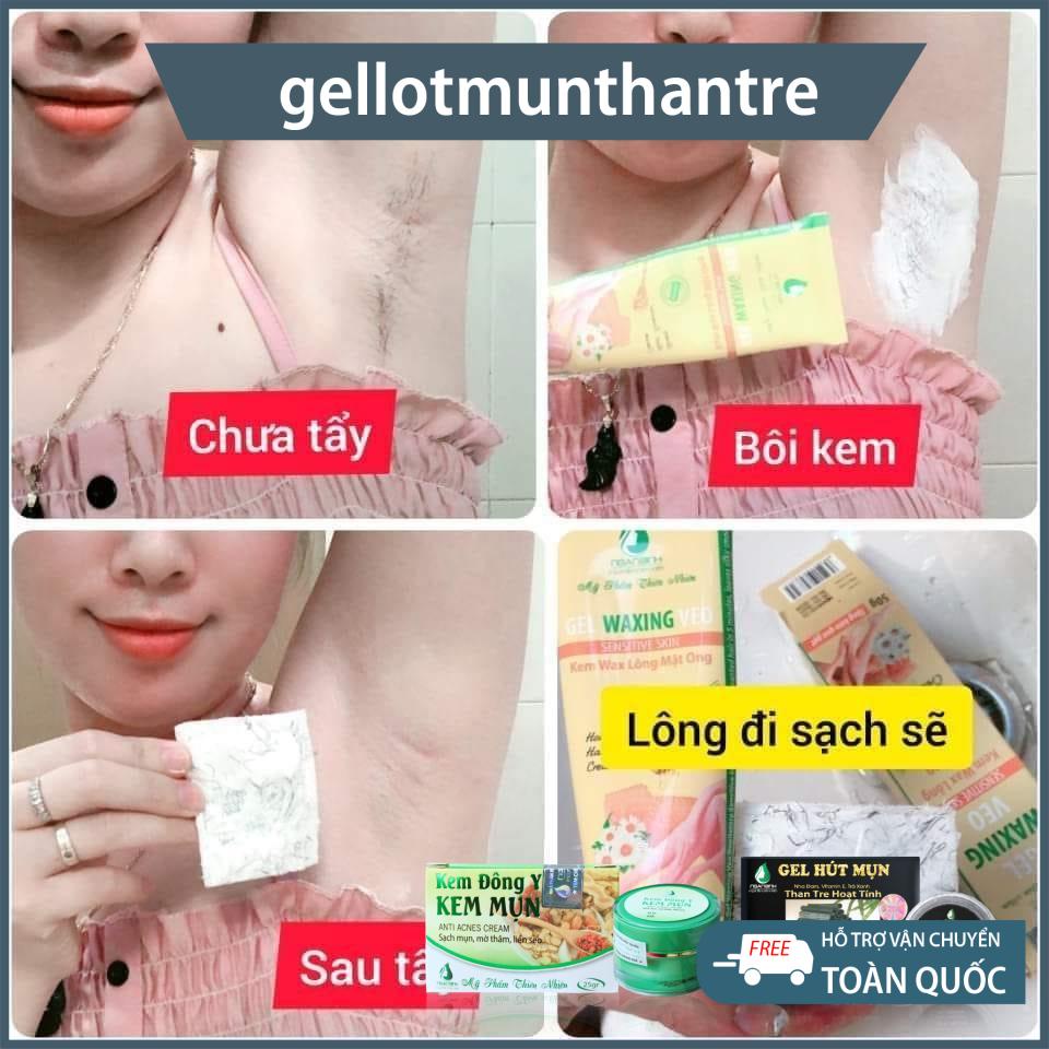 Gel Waxing Veo, Kem Wax Lông Mật Ong,Kem Tẩy Lông,Kem Triệt Lông 50gr tặng kèm que gạt