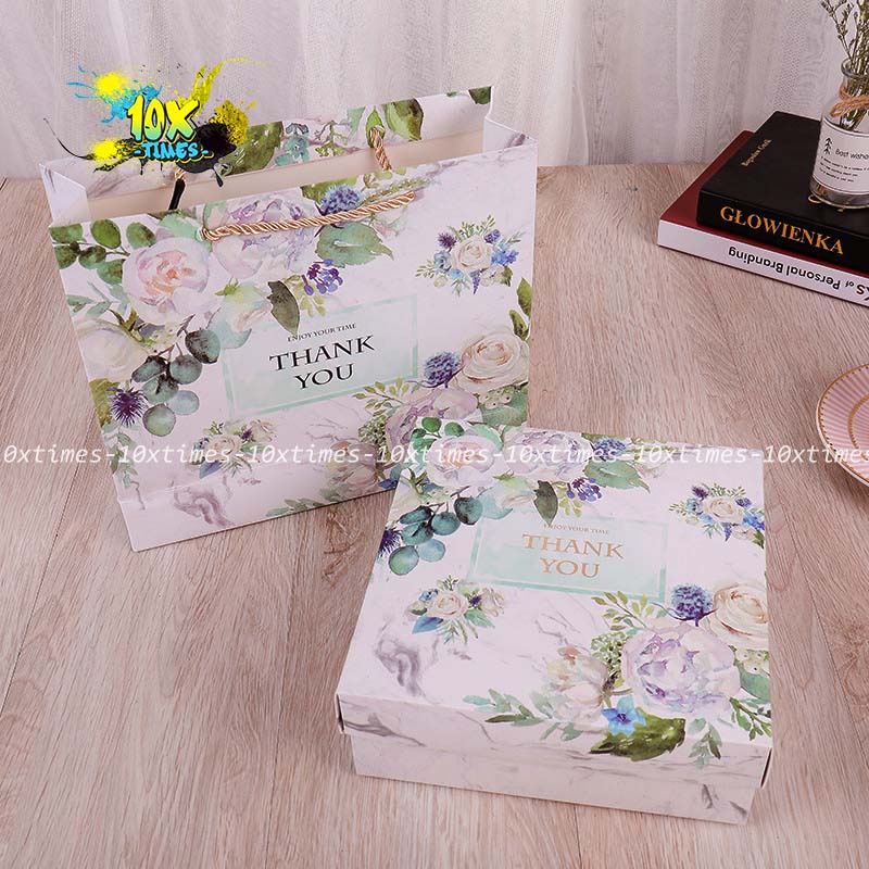 Hộp và túi đựng quà tặng sang trọng thank you hoa tặng sinh nhật bạn gái đối tác , valentine, ngày lễ có quai