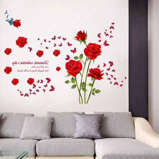 DECAL DÁN TƯỜNG HÌNH DÁN HOA HỒNG ĐỎ {kèm ảnh thật}