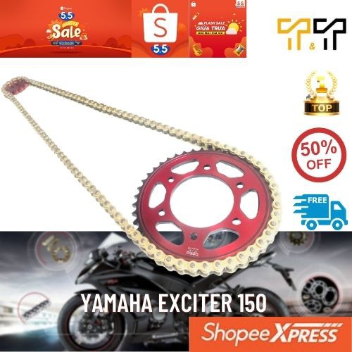 Nhông sên dĩa exciter 150 hàng nhập khẩu Thái Lan có 3 màu xanh đỏ vàng shop Tây Thành, nsd ex 150
