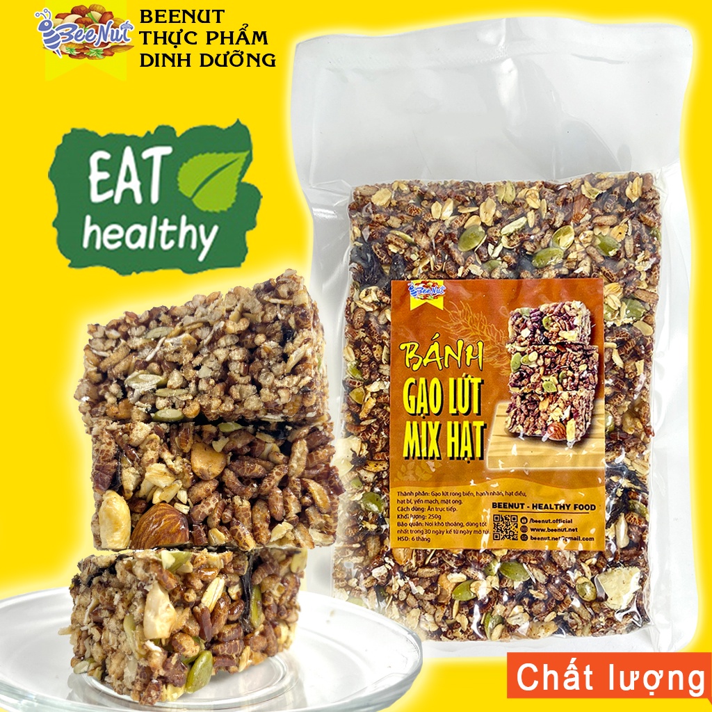 Bánh gạo lứt rong biển mix hạt (250g) - Đồ ăn vặt ngon BeeNut