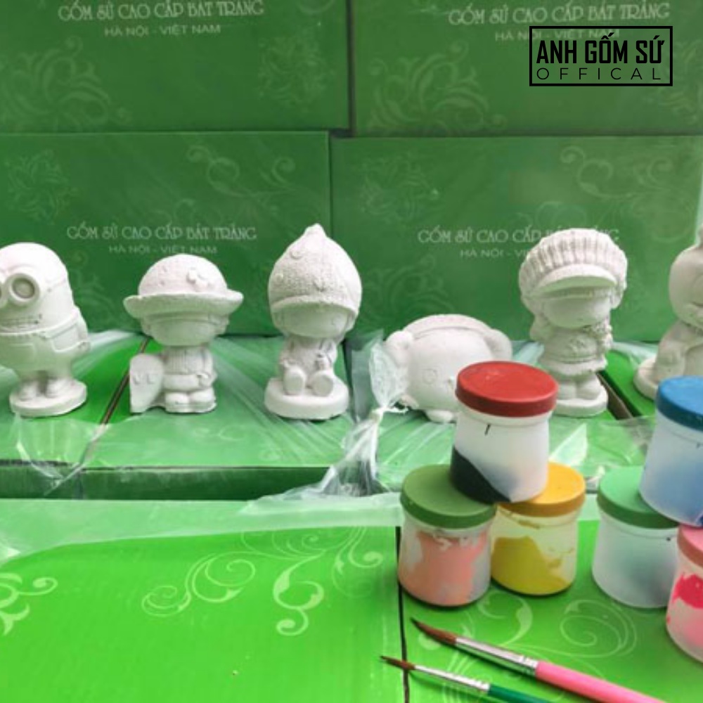 Túi 10 tượng tô màu thạch cao cho bé (tặng kèm màu và cọ tô) - mẫu ngẫu nhiên