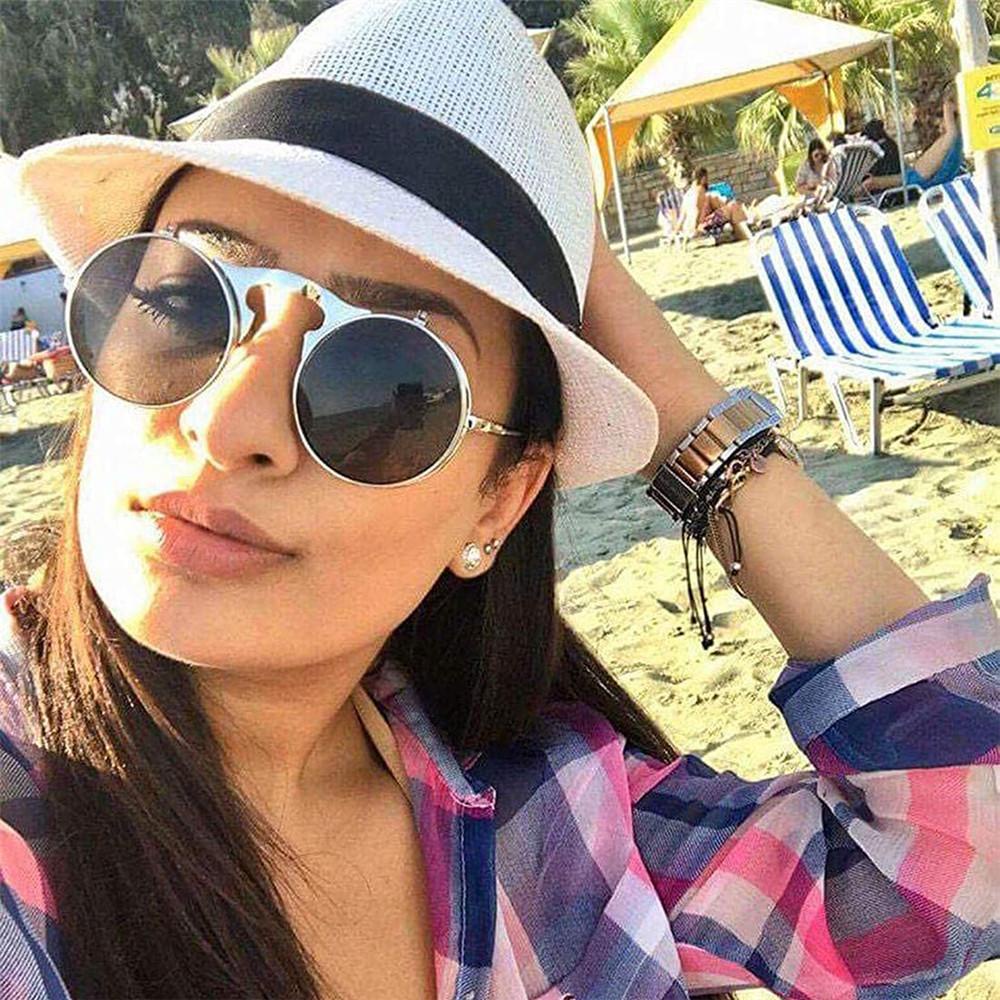 Kính Mát Lật Chống Tia UV Phong Cách Steampunk Cổ Điển