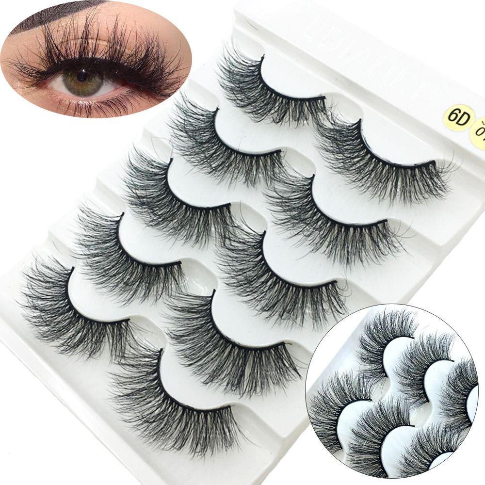 Bộ 5 Cặp Lông Mi Giả SKONHED 6D Lông Chồn Nhân Tạo Dài Tự Nhiên Nhiều Lớp Thời Trang Cho Nữ