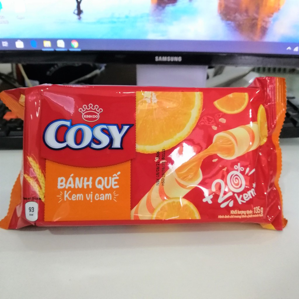 Bánh Quế Kem Cosy Vị Cam (Gói 135g)