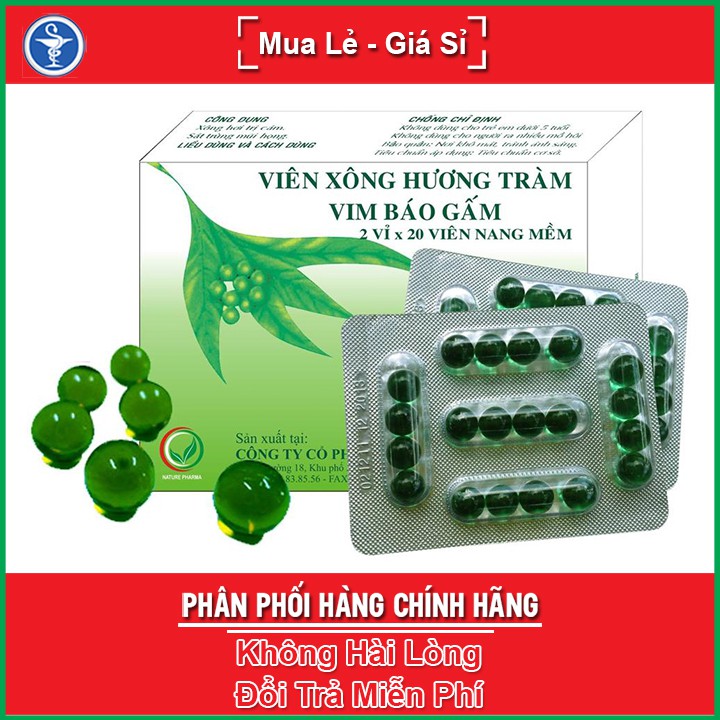 Viên Xông Hương Tràm Vim Báo Gấm 40 viên - Hỗ trợ triệu chứng cảm