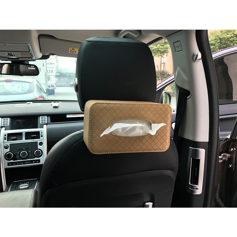 Hộp Đựng Khăn Giấy Bằng Da PU Gắn Tấm Chắn Nắng Xe Hơi