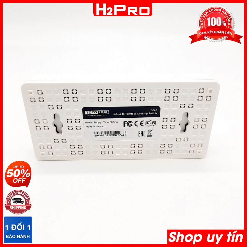 Hub chia mạng 8 cổng Totolink S808 H2Pro 100Mbps, bộ chia mạng 8 cổng giá rẻ