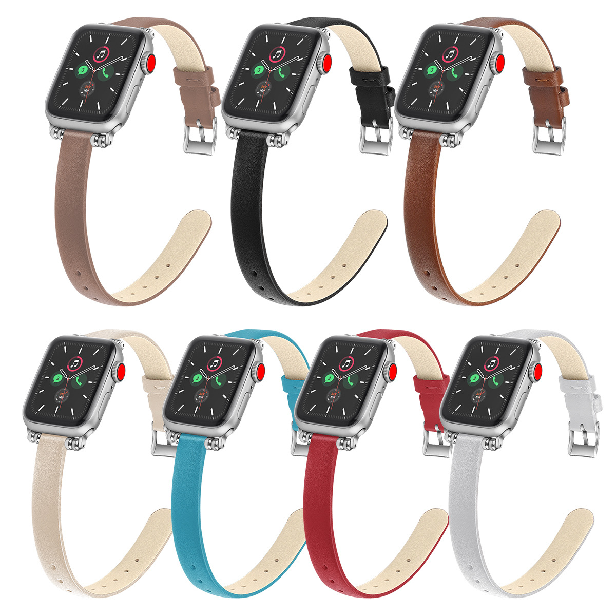 Narrow Slim Fashion Leather Band For Apple Watch 5/4 44mm 40mm  Leather Strap iWatch Series 3 2 1 42mm 38mm Replacement Strap