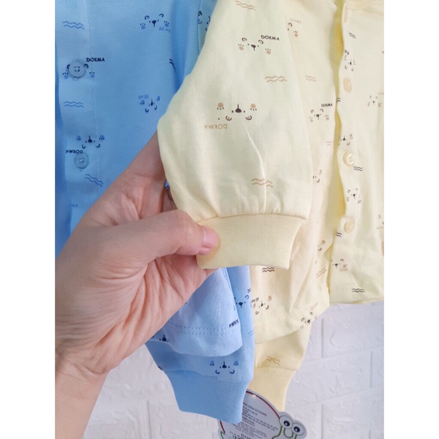 Bộ Dài Tay Cotton Mỏng Cúc Giữa Dokma (Size 1-9m)