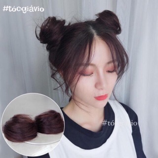 Tóc giả tóc búi tròn size mini- hình thật