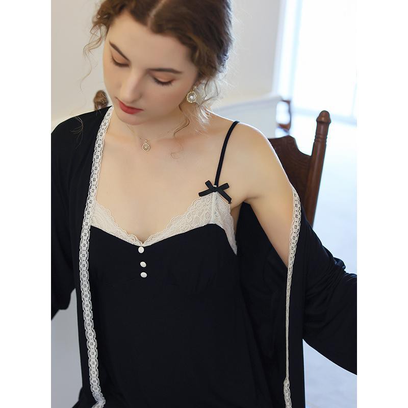 Đồ ngủ Cổ Chữ V Phối Ren Plus Size Thời Trang Xuân Hè Quyến Rũ Cho Nữ | BigBuy360 - bigbuy360.vn
