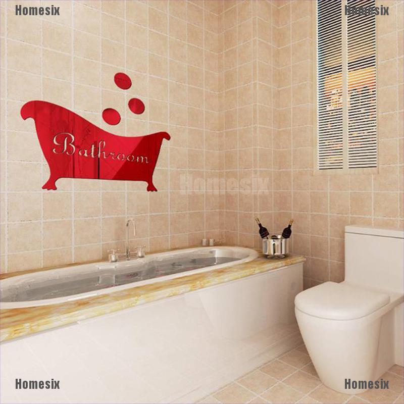 [zHMSI] Removable 3D Mirror Wall Stickers Bathroom Decal Art Mural Room DIY Decor Sign TYU