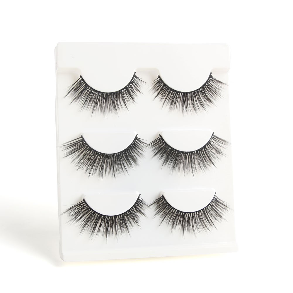 Bộ 3 Cặp 3D Lông Mi Giả（Với hộp）Trang điểm Lông mi giả Handmade Tóc con người Tự nhiên，ông mi mềm sợi tơi, có độ cong sẵn MAGEFY