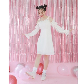 Đầm dự tiệc dạ hội đi chơi linyan dress  thiết kế trễ vai có hai tay bo chun Caocaobycaochen 2 màu đen trắng có bigsize