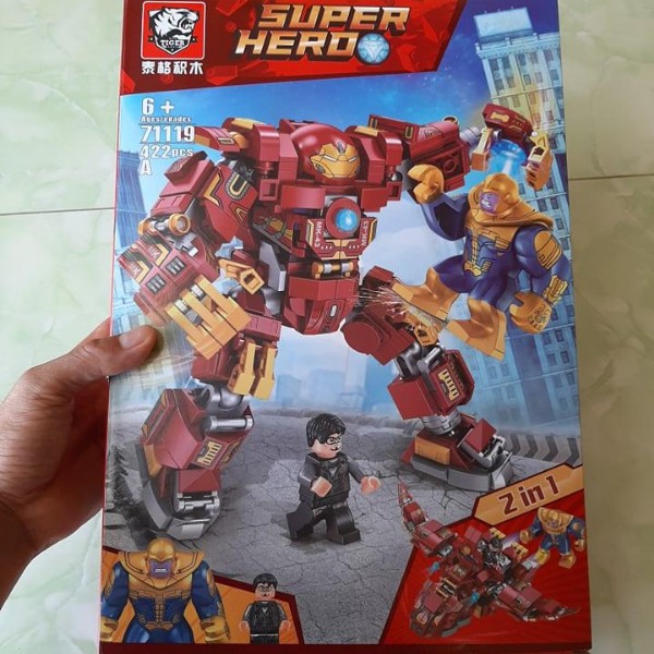 Lego lắp ráp mô hình Robot iron man và Hulk Người khổng lồ xanh kích super hero thích trí thông minh và sáng tạo