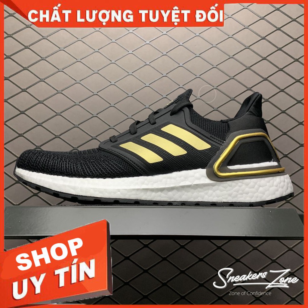 (FREE SHIP + HỘP + QUÀ) Giày thể thao nam nữ ULTRA BOOST 6.0 đen vạch vàng Ultra boost 2020 siêu đẹp cho nam và nữ