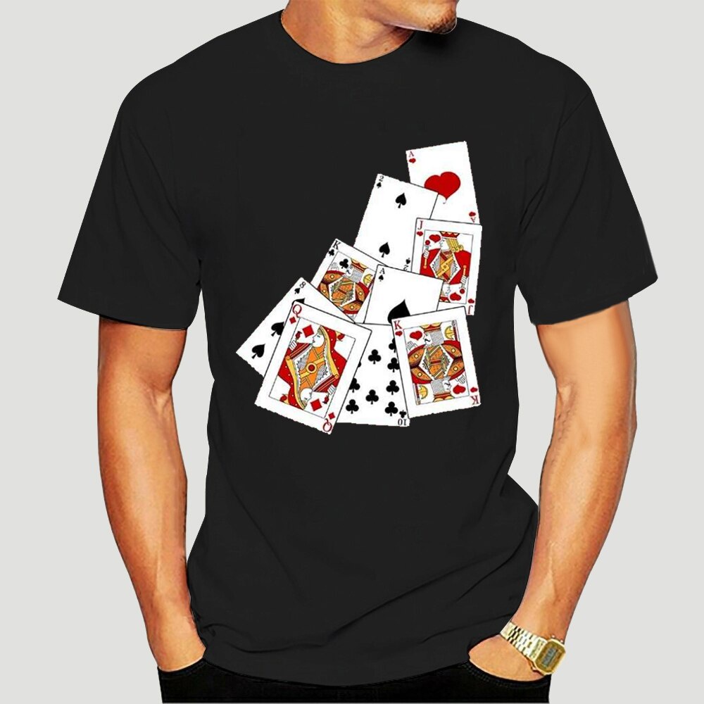 Áo Thun Cotton Tay Ngắn Cổ Tròn In Hình Lá Bài Poker Cá Tính Hợp Thời Trang Cho Nam