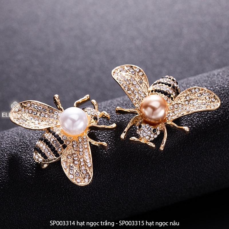 Ghim cài áo Eleanor Accessories hình con ong gắn ngọc trai nhân tạo sang chảnh phụ kiện trang sức thời trang đẹp