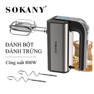 Máy đánh trứng cầm tay SOKANY 800W có 5 tốc độ điều chỉnh SK-6651, Ấm siêu tốc thủy tinh HAEGER 2L- 2000W
