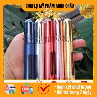 Lọ chiết nước hoa Tròn Nhôm 12ml có vân nổi - chai chiết nước hoa