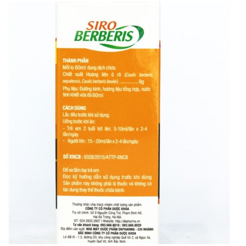 Siro Berberis thảo dược đặc trị tiêu chảy