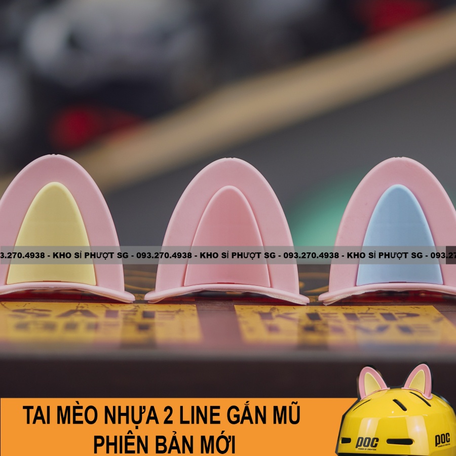 Tai mèo gắn mũ bảo hiểm cute nhiều màu chọn lựa kèm keo dán lên mũ bảo hiểm đi chơi