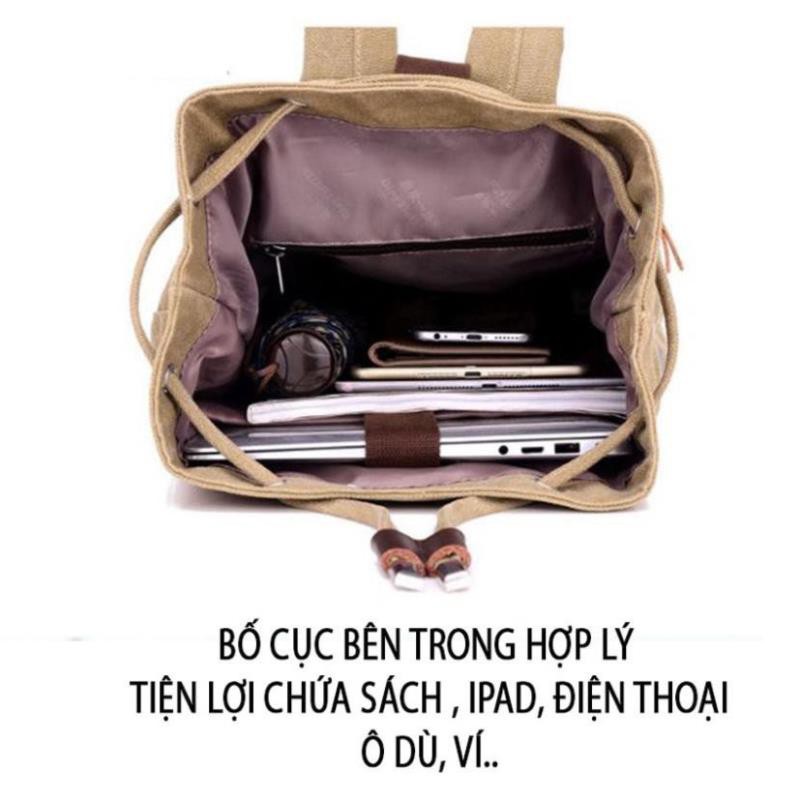 [FreeShip-Hàng Siêu Cấp] Balo nam vải bố cao cấp bền đẹp chứa laptop ipad sách-Balo canvas [Freeship 10k]