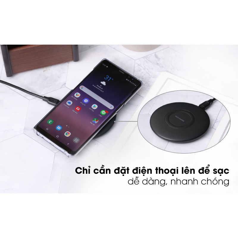 Đế Sạc Không Dây Samsung EP-P1100 Chuẩn Qi Cho S8 S9 S10 S20 Note 20 Note10 Note 9,iPhone 8 X XS 11Pro 12 Pro Vâng