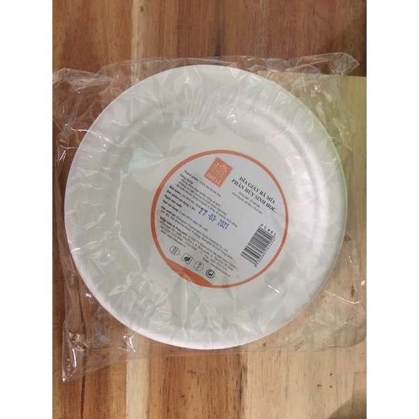 Set 10 dĩa giấy bã mía trơn 15.5cm