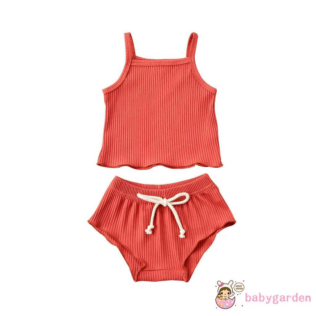 Set áo 2 dây + quần short kẻ sọc dành cho bé gái