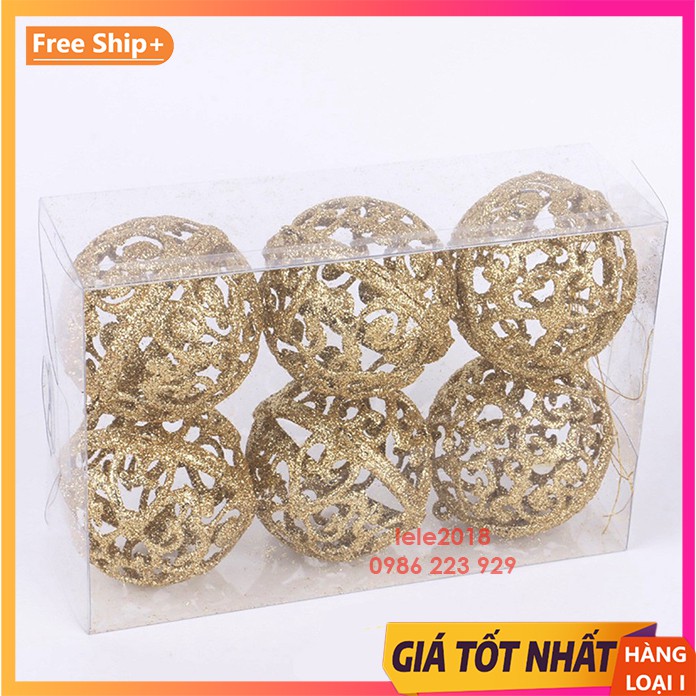 Bộ 6 quả châu 6cm xuyên thấu độc đáo trang trí giáng sinh noel