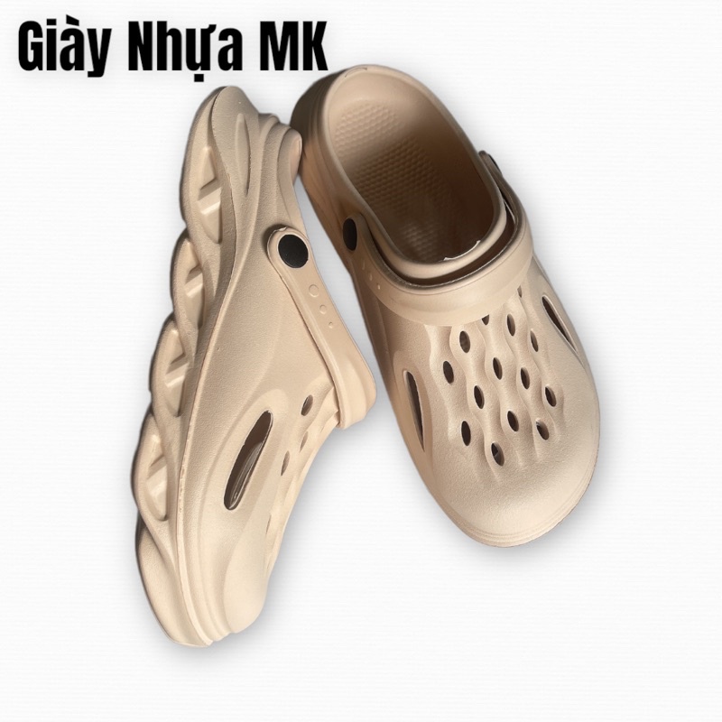 Dép crocs nam gợn sóng cao 4cm siêu nhẹ đi mưa  - Giày sục nhựa lỗ bít mũi đi biển siêu bền siêu êm - SL025