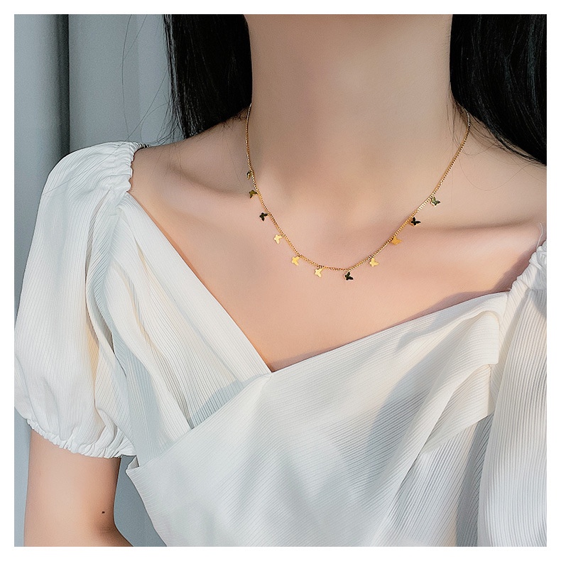 Vòng cổ Mạ Vàng Mặt Hình Bướm Phong Cách Hàn Quốc Mới